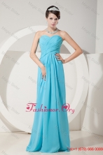 2015 Spring Elegant Baby Blue Empire Sweetheart Ruching Chiffon Prom Dress UNION34T60165PSFOR