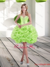 2015 Summer Beautiful Sweetheart Short Rolling Flowers Prom Dress in Spring Green SJQDDT17003FOR