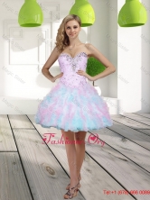 2015 Summer Classical Beading and Ruffles Sweetheart Multi Color Prom Dress SJQDDT10003FOR