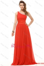 2016 Empire One Shoulder Chiffon Beading and Ruching Red Prom Dress FFPD0479FOR