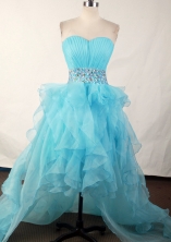 Affordable A-line Sweetheart High-low Knee-length Aqua Prom Dress LHJ42802