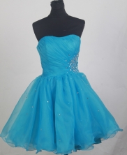 Discount Short Strapless Knee-length Aqua Blue Prom Dress LHJ42856