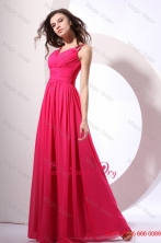 Beaded Decorate Shoulder Chiffon Empire Prom Dress in Coral Red FFPD0120FOR