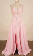 Beautiful A-line Sweetheart-neck Floor-length Pink Beading Prom Dresses Style FA-C-153