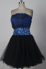Discount A-line Strapless Mini-length Navy Blue Prom Dress LHJ42814