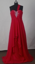Discount Empire One Shoulder Floor-length Red Prom Dress LHJ42822