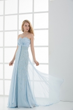 Column Sweetheart Floor length Beading Light Blue Prom Dress FVPD157FOR