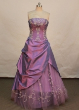 Discount A-line Strapless Floor-length Prom Dresses Embroidery with Beading Style FA-Z-00145