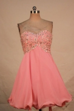 Discount A-line Sweetheart-neck Mini-length Pink Appliques With Beading Prom Dresses Style FA-C-148