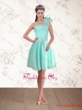 Discount Apple Green One Shoulder Prom Dresses with Beading QDZY640TZCFOR