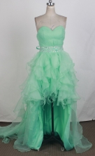 Discount A-line Sweetheart Knee-length High-low Turquoise Prom Dress LHJ42862
