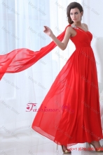 Elegant Empire One Shoulder Red Watteau Train Prom Dress with Beading FFPD0496FOR