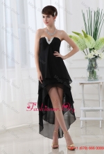 Empire Black Prom Dress with Strapless Ruffled Layers High low Chiffon FVPD009FOR