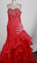 Discount A-line Sweetheart Floor-length Red Prom Dress LHJ42857