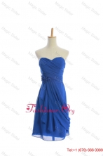 Fall Customize Hand Made Flowers and Ruching Short Prom Dresses in Royal Blue DBEES139FOR