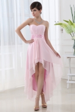 Fall Empire Belt High low Sweatheart High low Baby Pink Dress Prom Dress FVPD043FOR