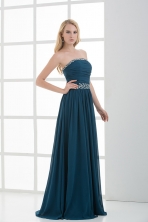 Fall Empire Strapless Beading Blue Floor length Chiffon Prom Dress FVPD171FOR