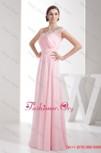 Light Pink Empire Beaded One Shoulder Prom Gowns with Ruching WD4-674FOR
