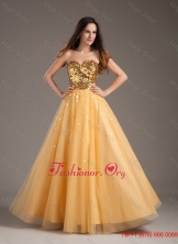 Luxurious A line 2016 Prom Dress Sweetheart Gold With Tulle WYNK011FOR