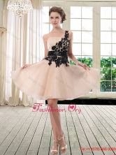 Luxurious One Shoulder Champagne Prom Dress with Appliques UNION33T030PSFOR