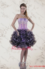 New Strapless Multi Color Prom Dresses with Ruffles and Appliqeues XFNAO5744TZBFOR