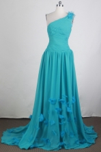 Perfect Empire One Shoulder Brush Teal Prom Dress LHJ42869