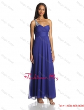 Sexy Empire One Shoulder Ankle Length Chiffon Prom Dresses in Blue DBEE107FOR