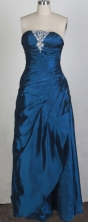 Simple Column Strapless Floor-length Navy Prom Dress LHJ42877