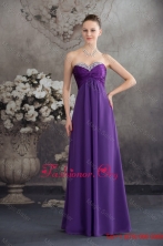 Spring Beaded and Ruched Floor length Purple Prom Celebrity Dress Strapless WD4-571FOR