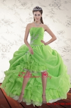 Spring Green High Low Prom Dresses with Ruffles and Beading XFNAO5801TZBFOR