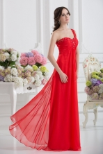 Spring Sweetheart One Shoulder Empire Beading Red Prom Dress FVPD221FOR