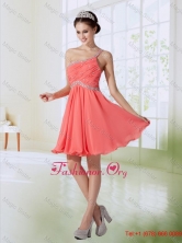 Summer Cute One Shoulder Chiffon Empire Prom Dress in Watermelon JSY080801PSFOR