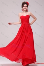 Summer Low Price Red Sweetheart Prom Dress with Chiffon Ruches FFPD0316FOR