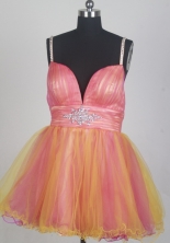 Discount Short Straps Mini-length Orange Prom Dress LHJ42848