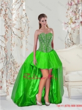 Wholesales High Low Beading Prom Dresses in Spring Green for 2015 QDDTA1003-6FOR