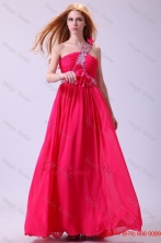 Winter Modest Hot Pink Empire One Shoulder Floor length Chiffon Prom Dress FFPD0457FOR