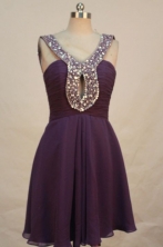 Beautiful Short V-neck Knee-length Prom Dresses Beading Style FA-Z-00149