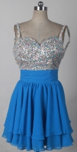 Brand New Short Straps Mini-length Sky Blue Prom Dress LHJ42807