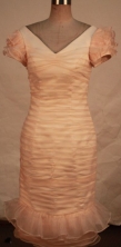 Fashionable Column V-neck Tea-length Short Prom Dresses Style FA-C-215