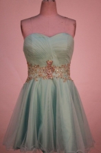 Lovely A-line Sweetheart-neck Mini-length Organza Gray Appliques Short Prom Dresses Style FA-C-176