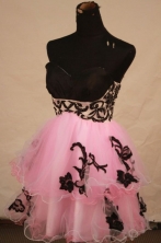 Lovely Short Sweetheart Mini-length Organza Pink Appliques Prom Dress Style FA-C-205
