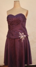 Modern A-line Sweetheart-neck Knee-length Dark Purple Appliques Short Prom Dresses Style FA-C-213