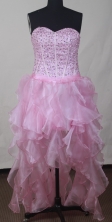 Perfect Empire Sweetheart Mini-length High-Low Light Pink Prom Dress LHJ42811