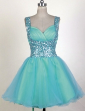 Perfect Short Straps Mini-length  Aqua Prom Dress LHJ42842