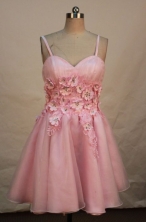 Pretty A-line Straps Knee-length Short Prom Dresses Appliques with Beading Style FA-Z-00148