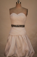 Pretty A-line Sweetheart-neck Mini-length White Beading Short Prom Dresses Style FA-C-203
