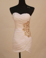 Sweet Short Sweetheart-neck Mini-length White Beading Prom Dresses Style FA-C-156