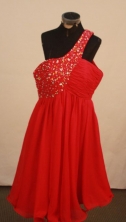 Unique Short One-shoulder Neck Mini-length Red Beading Prom Dresses Style FA-C-160