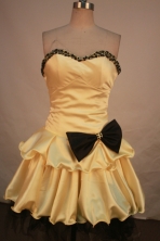 Wonderful A-line sweetheart-neck mini length beading gold short prom dresses FA-X-115