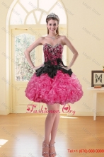 2015 Newest Puffy Appliques Multi Color Prom Dresses in Black XFNAOA16TZBFOR